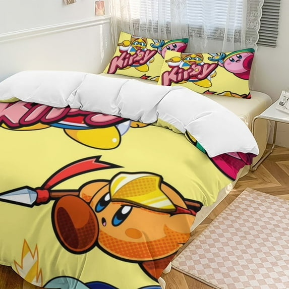 Kirby 3-Piece Bedding Set Soft Warm And Comfortable Soft Bed Set with 1 Duvet Cover And 2 Pillowcases for Bedroom