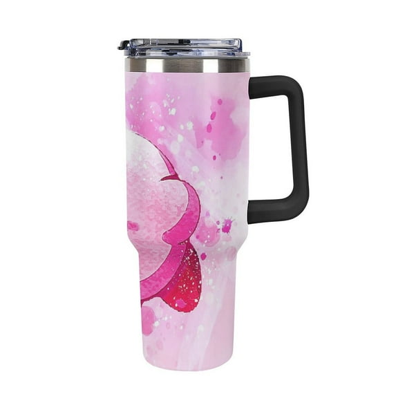 Kirby 40 Oz Tumbler with Handle And Straw, Stainless Steel Double Wall Vacuum Insulated Coffee Cup Travel Mug for Gym, Outdoors, Commute, Work