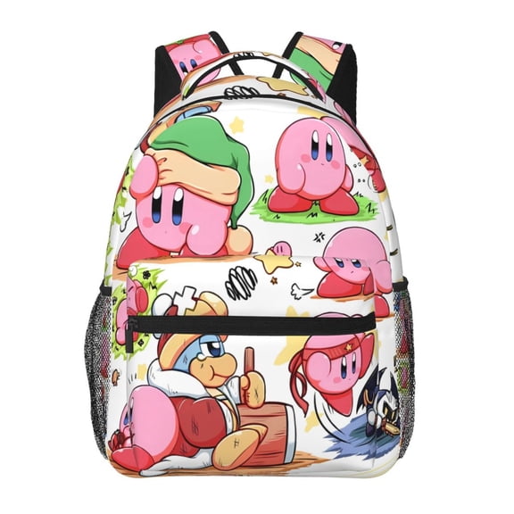 Kirby-7 Cartoon Stylish Backpack Travel Hiking Camping Daypack Book Bag Schoolbag Laptop Bags