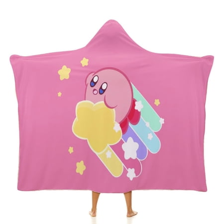Kirby And The Forgotten Land Hooded Blanket Soft Warm Cloak Wearable Blanket Hoodie For Kids Adult Cozy Flannel Fleece Bedding Throw Hooded Blanket
