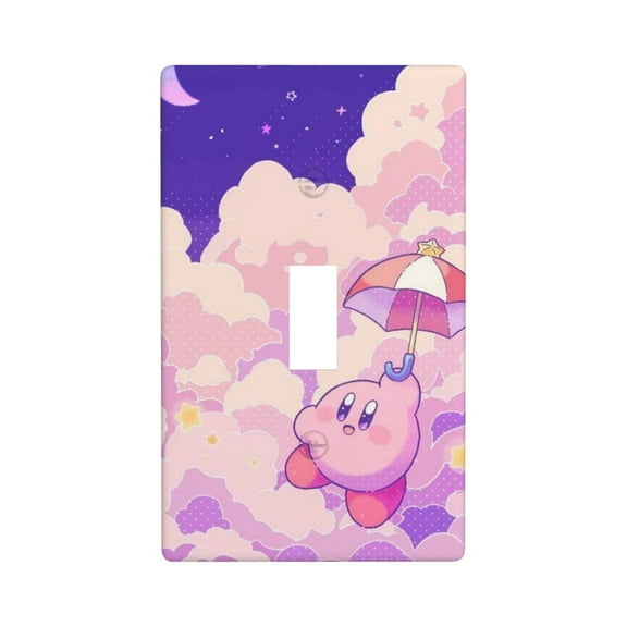 Kirby Anime Light Switch Cover Plates, Single Lever Wall Plate, 1 Gang Decorative Light Switch Cover