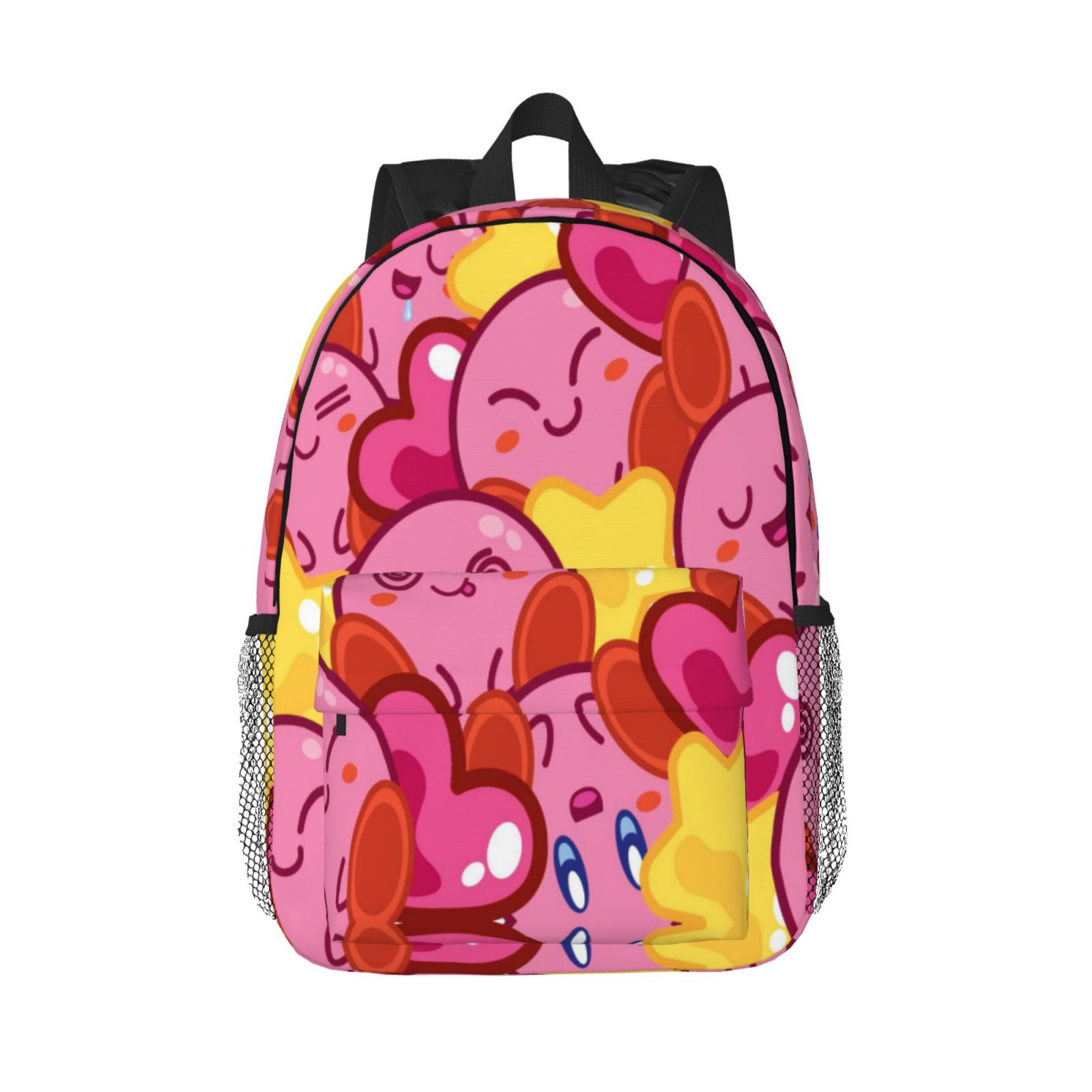 Kirby Backpacks Cartoon Prints Large Capacity Laptop Bags Lightweight