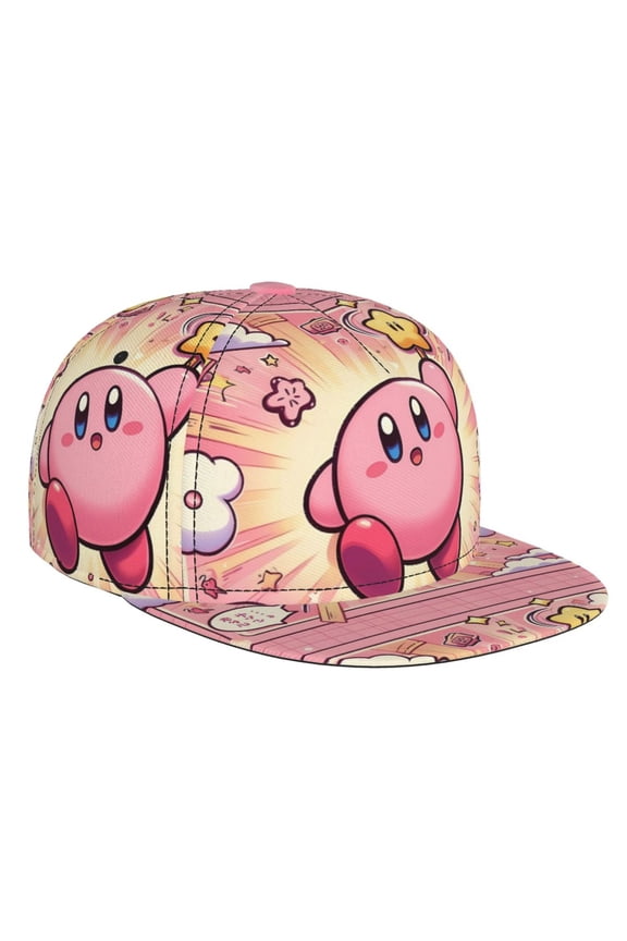 Kirby Baseball Cap For Men, Women & Kids, Classic Flat Brim Hat Hip Hop Trucker Hat Adjustable Snapback Hat
