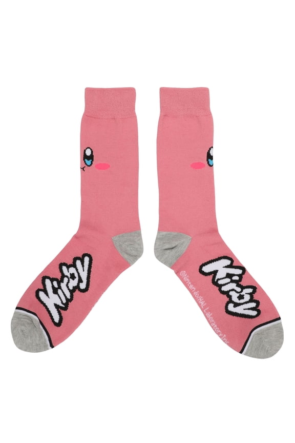 Kirby Big Face Pink Knit Casual Crew Socks