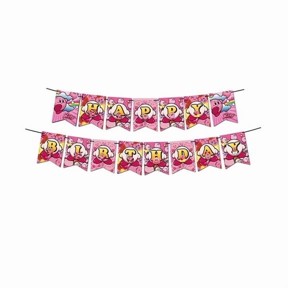 Kirby Birthday Banner Cartoon Happy Birthday banner Happy Birthday Signs Birthdays Party Decorations Birthday Background