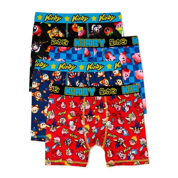 Kirby Boys Boxer Brief Underpants, 4 pack, Sizes 4-14