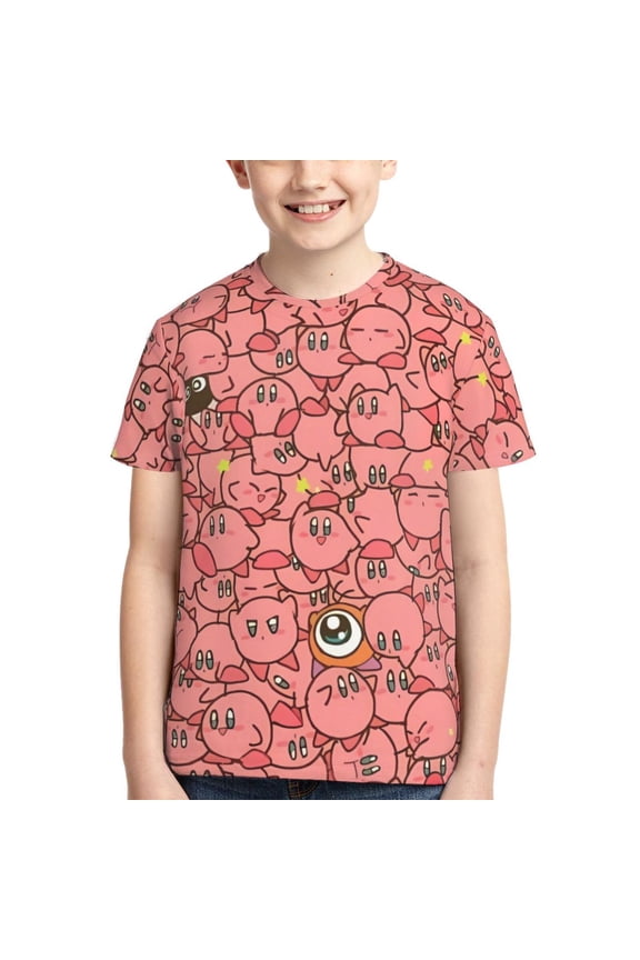 Kirby Boys Girls T Shirt Kids Short Sleeve Crewneck 3d Printed Graphic Shirts For Kids Youth Small