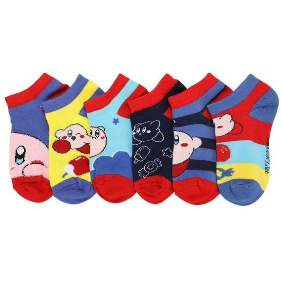 Kirby Character Art 6-Pack Youth Ankle Socks With Chenille Elements