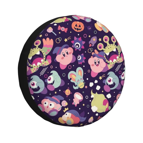 Kirby Character Spare Tire Cover Universal Wheel Tire Cover Dust-Proof Waterproof Tire Protectors Accessories