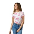 thumbnail image 1 of Kirby Character & Stars All-Over Print Women's White Crew Neck Short Sleeve Baby Tee-XXL, 1 of 7