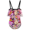 thumbnail image 1 of Kirby Children's Swimsuit Adjustable Off Shoulder Ruffle Swimwear One-piece Girls Kids Beach Bathing Suits 6-12 Years, 1 of 7