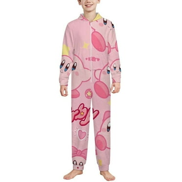 Kirby Children's hooded one-piece zip-up pajamas 2-3Y