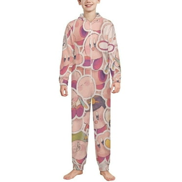 Kirby Children's hooded one-piece zip-up pajamas 2-3Y