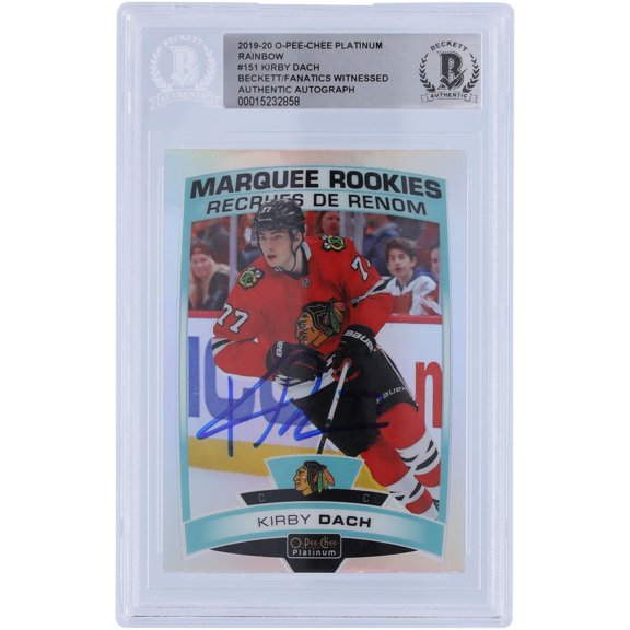 Kirby Dach Chicago Blackhawks Autographed 2019-20 Upper Deck O-Pee-Chee Platinum Marquee Rookies Rainbow #151 Beckett Fanatics Witnessed Authenticated Rookie Card - Fanatics Authentic Certified