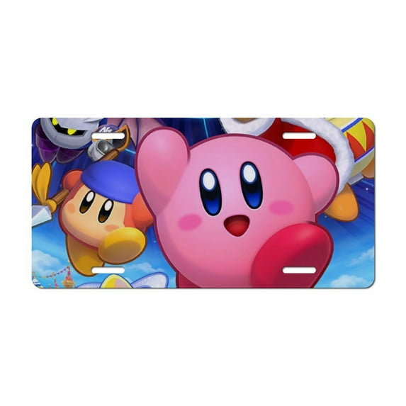 Kirby Deluxe Game License Plate Cover Aluminum Novelty Vanity Tag Protection License Plate Tag Sign Decorative 15 X 30CM For Various Car Truck Models