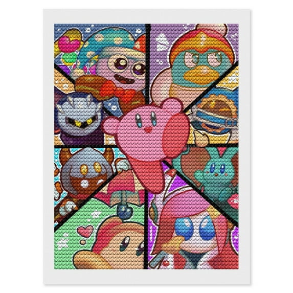 Kirby Diamond Art Kits for Adults 5D Diamond Art Kit Paint by Number for Beginners, DIY Paint with Round Full Drill Diamonds Paintings Gem Art for Home Wall Decor Gift 12x16