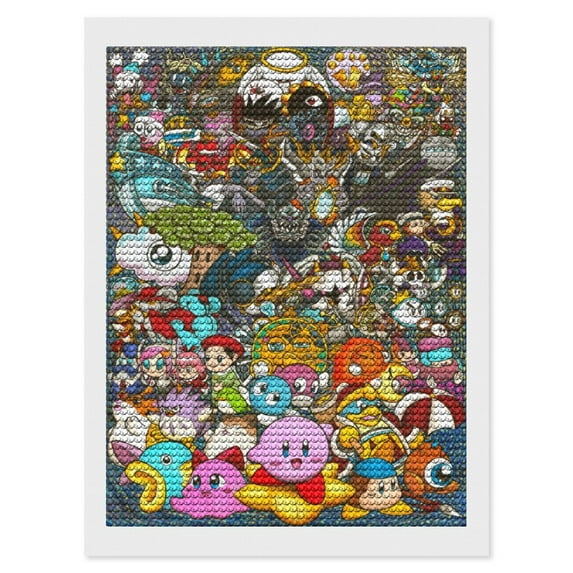 Kirby Diamond Art Kits for Adults 5D Diamond Art Kit Paint by Number for Beginners, DIY Paint with Round Full Drill Diamonds Paintings Gem Art for Home Wall Decor Gift 8x12