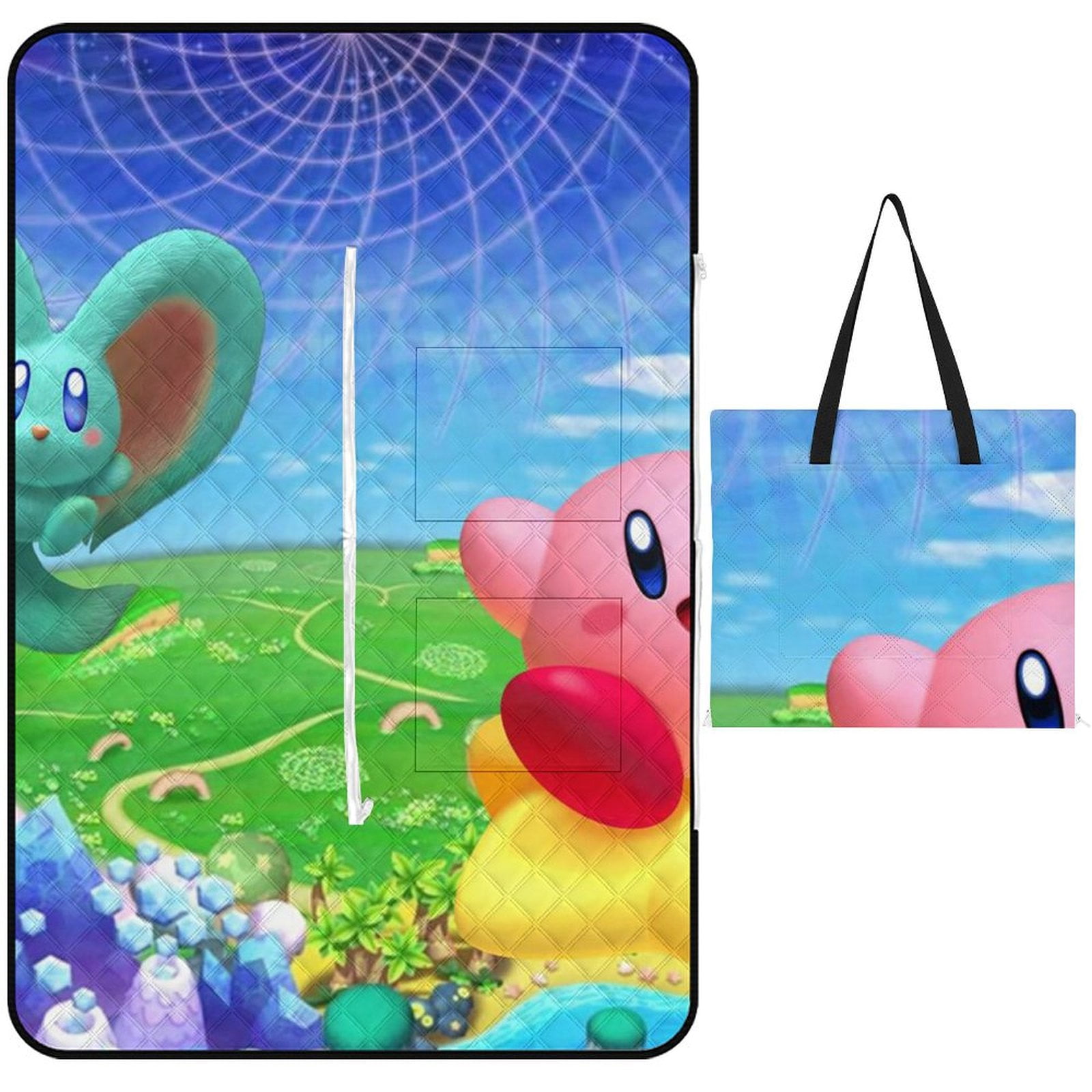 Kirby Dream Land Cartoon Picnic Mat Foldable Portable Tote Bag Baby ...