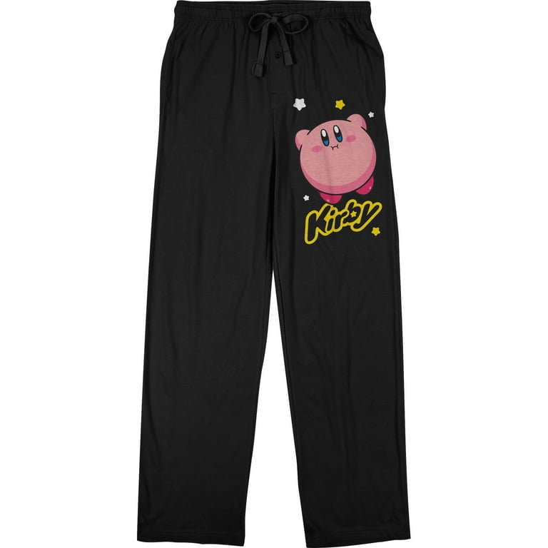 Kirby Floating Character Men's Black Sleep Pajama Pants-XL 