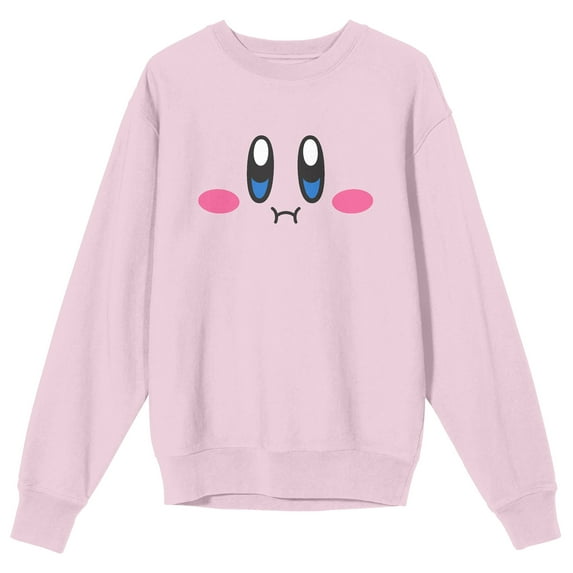 Kirby Full Big Face Crew Neck Long Sleeve Cradle Pink Men's Sweatshirt-Medium