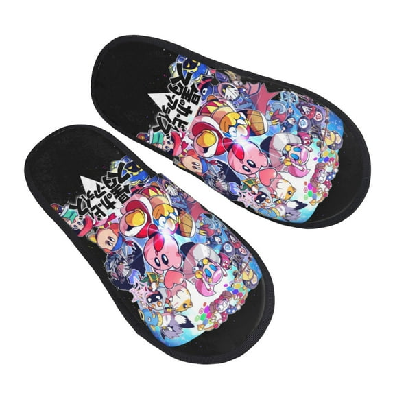 Kirby Furry Slippers For Men Women Fuzzy House Slippers Winter Anti-Slip Indoor And Outdoor Slip On Shoes Medium