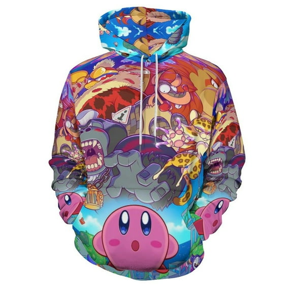 Kirby Hoodie 3D Print Pullover Hooded Long Sleeve Sweatshirts Tops Blouse with Pocket for Mens Womens