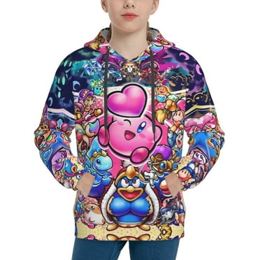 Kirby Hoodies Pullover For Boys Girls 3d Printed Hooded Sweatshirt Long Sleeves Small