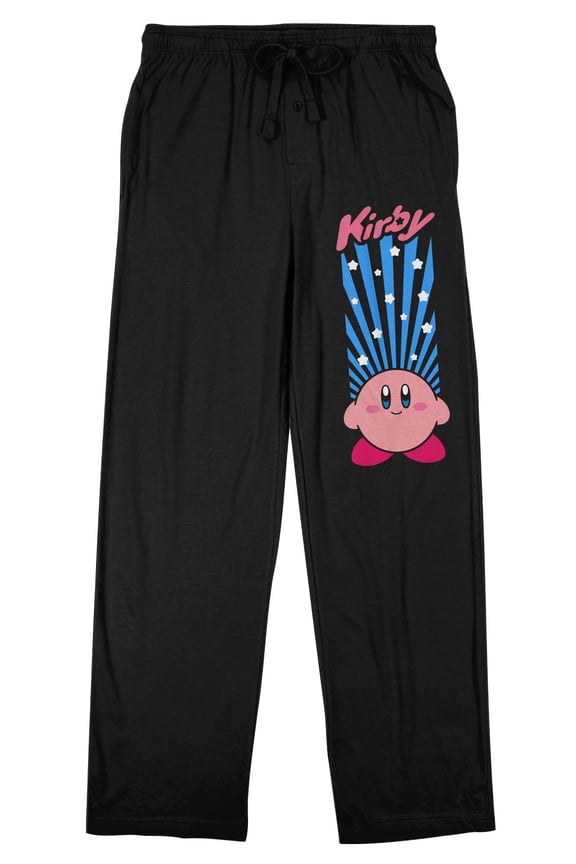 Kirby In the Stars Character and Logo Men's Black Graphic Sleep Pants-Medium