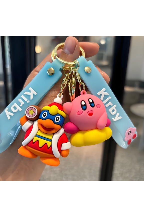 Kirby Keychain Cartoon Key Chains for Kids Girls Boys Couple Keychain for Keys Backpack Bag Phone Gift for Birthday
