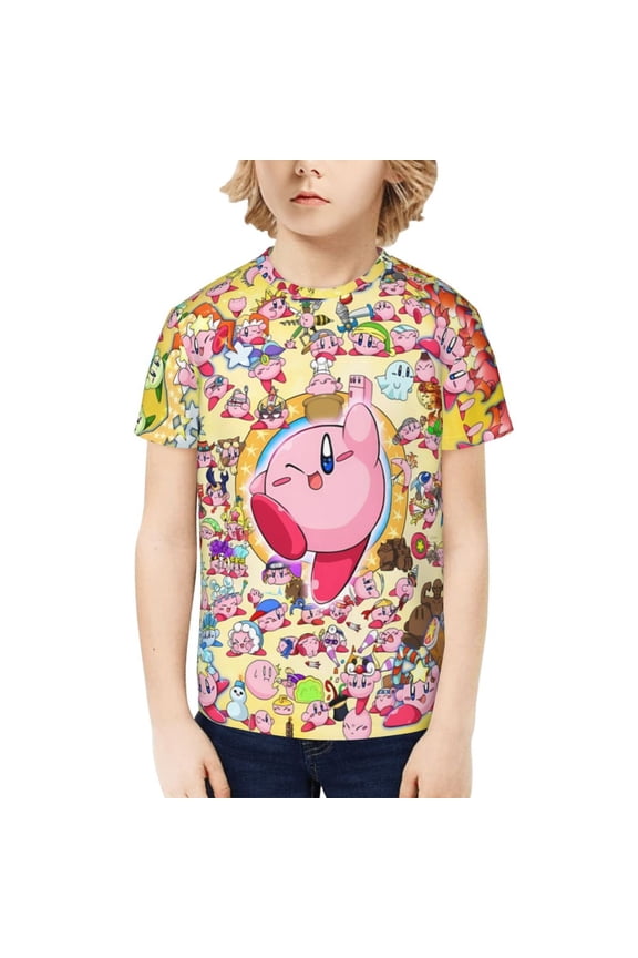 Kirby Kids T-Shirt 3d Printed Graphic T-Shirts Boys And Girls Short Sleeve Shirts For Youth Kids Large