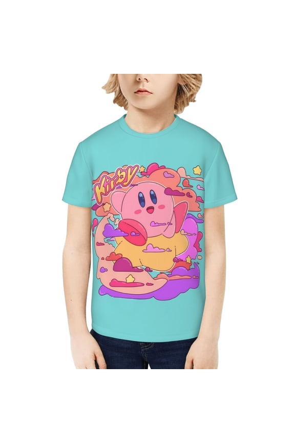 Kirby Kids T-Shirt 3d Printed Graphic T-Shirts Boys And Girls Short Sleeve Shirts For Youth Kids Large