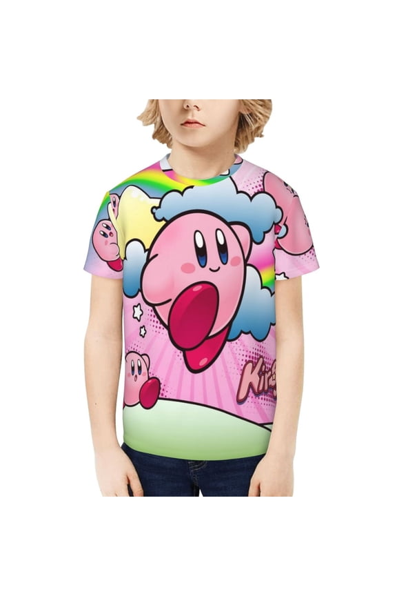 Kirby Kids T-Shirt 3d Printed Graphic T-Shirts Boys And Girls Short Sleeve Shirts For Youth Kids Large