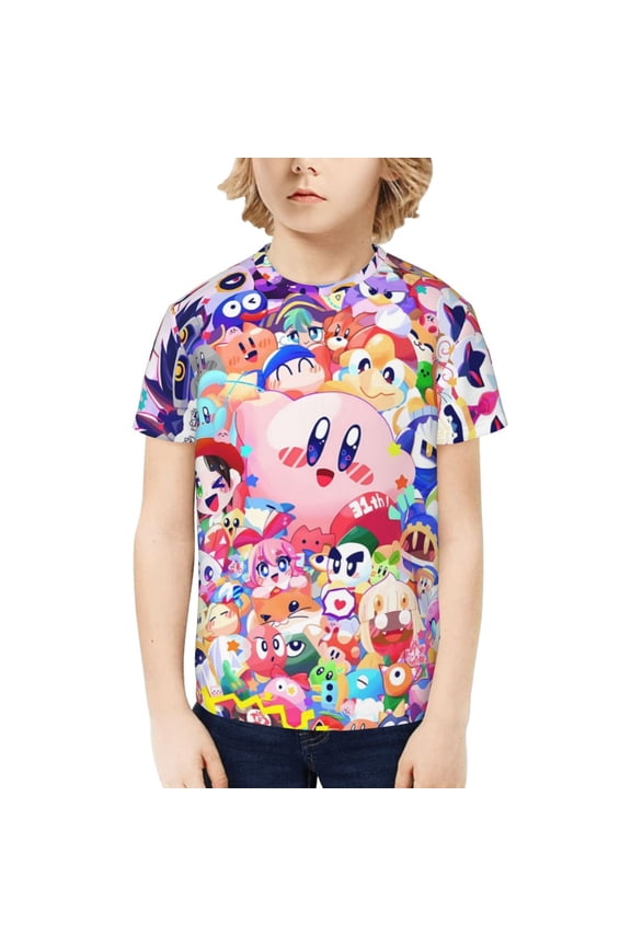 Kirby Kids T-Shirt 3d Printed Graphic T-Shirts Boys And Girls Short Sleeve Shirts For Youth Kids Large