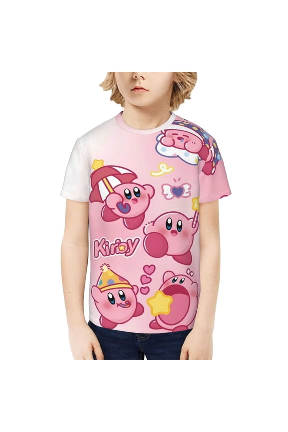 Kirby Kids T-Shirt 3d Printed Graphic T-Shirts Boys And Girls Short Sleeve Shirts For Youth Kids Small