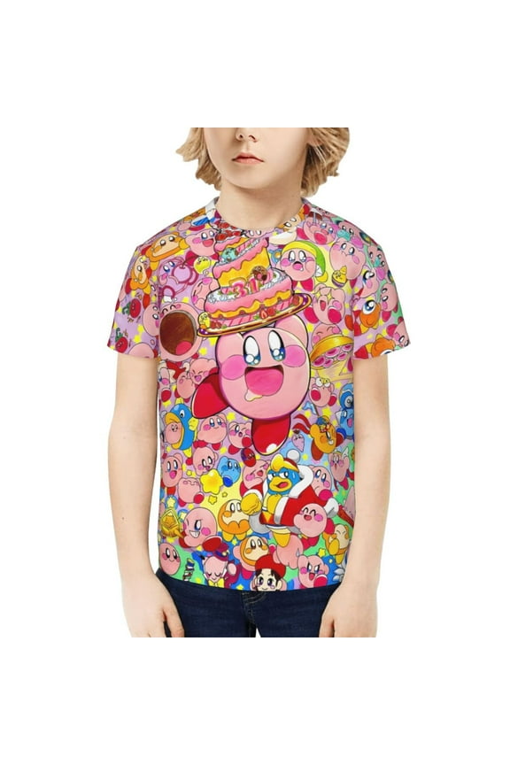 Kirby Kids T-Shirt 3d Printed Graphic T-Shirts Boys And Girls Short Sleeve Shirts For Youth Kids Small