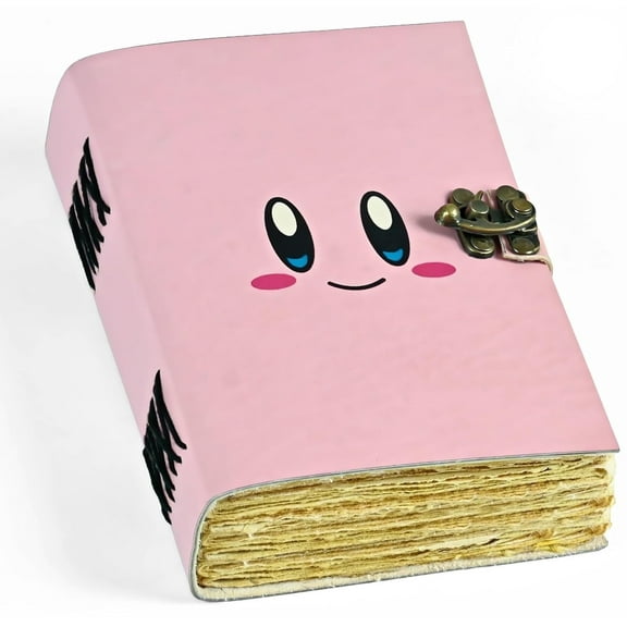 Kirby Leather Journal - Cute Handmade Leather Notebook For Women & Men 200 Vintage Deckle Edge Paper Notebooks Sketchbook Retro Gifts