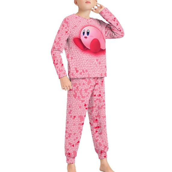 Kirby Little Big Bo-ys Gi-rls Pajamas Set Long Sleeve Ki-ds PJs Sleepwear