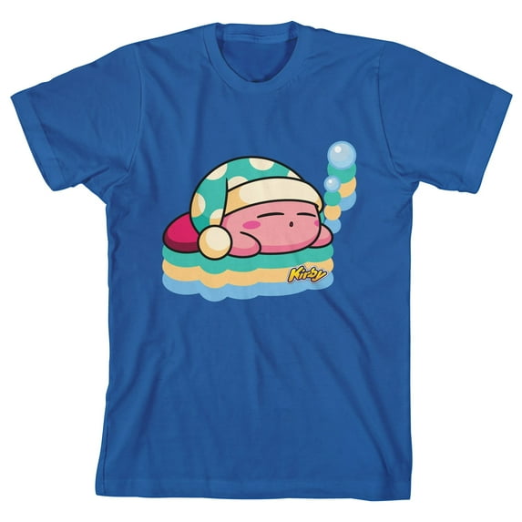 Kirby Main Character Sleeping Boy's Royal Blue T-shirt-Large