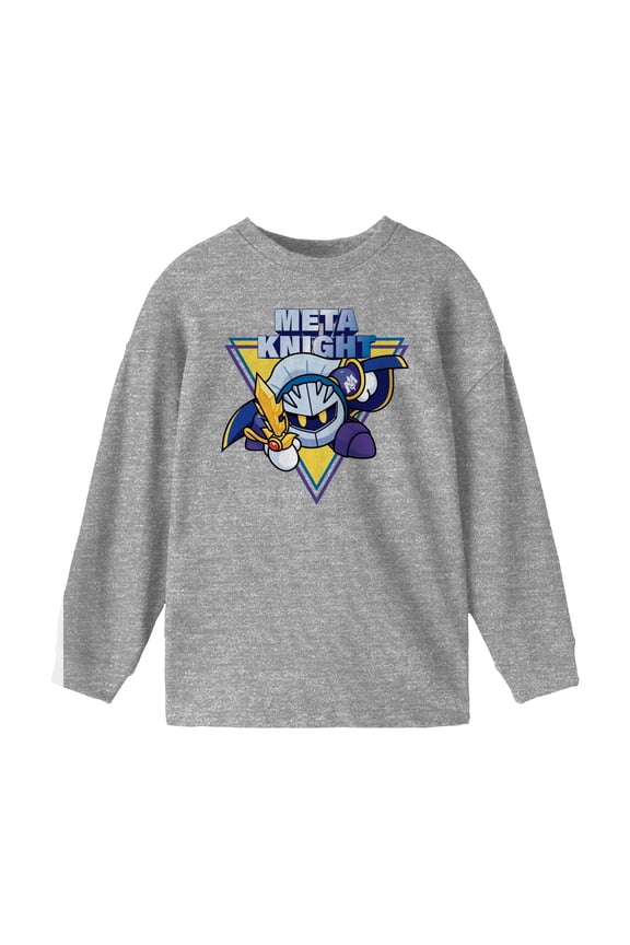 Kirby Meta Knight Youth Athletic Heather Long Sleeve Shirt