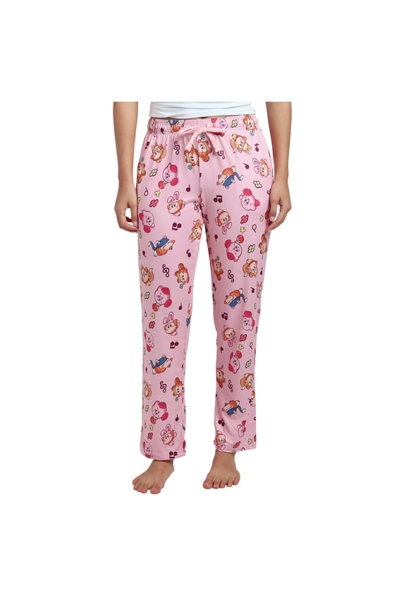 Kirby Pink Adult Womens Sleep Pants - Cozy Nightwear for Gamers- Medium