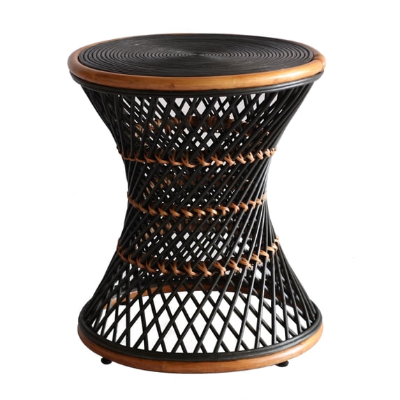 Kirby Rattan Round Stool Black