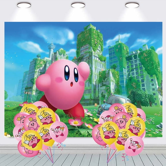 Kirby Star Allies Party Decorations Backdrop Banner Balloons Taspestry Wall Decor Background Poster Decor Supplies