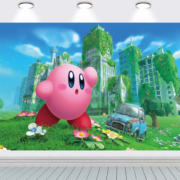 Kirby Star school Backdrop Background Banner Taspestry Wall Decor Birthday Party Supplies Poster Fans