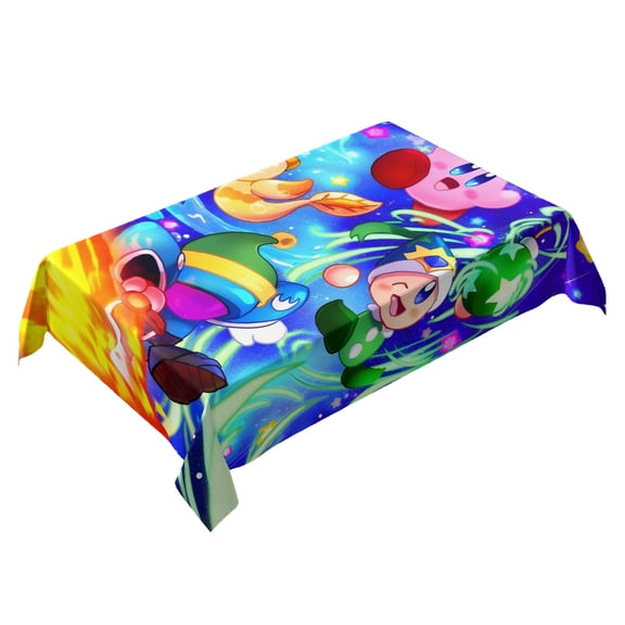 Kirby Star-theme square tablecloth has an iconic print, fits most tables, and is easy to care for perfect gifts for fans friends and family55" x 71"140*180cm