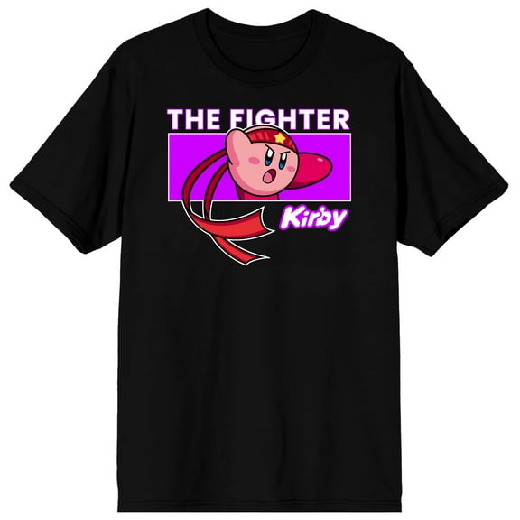 Kirby The Fighter Chest Print Men's Black Graphic Tee-XL