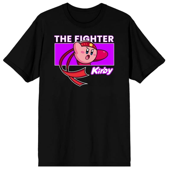 Kirby The Fighter Chest Print Men's Black Graphic Tee-XXL