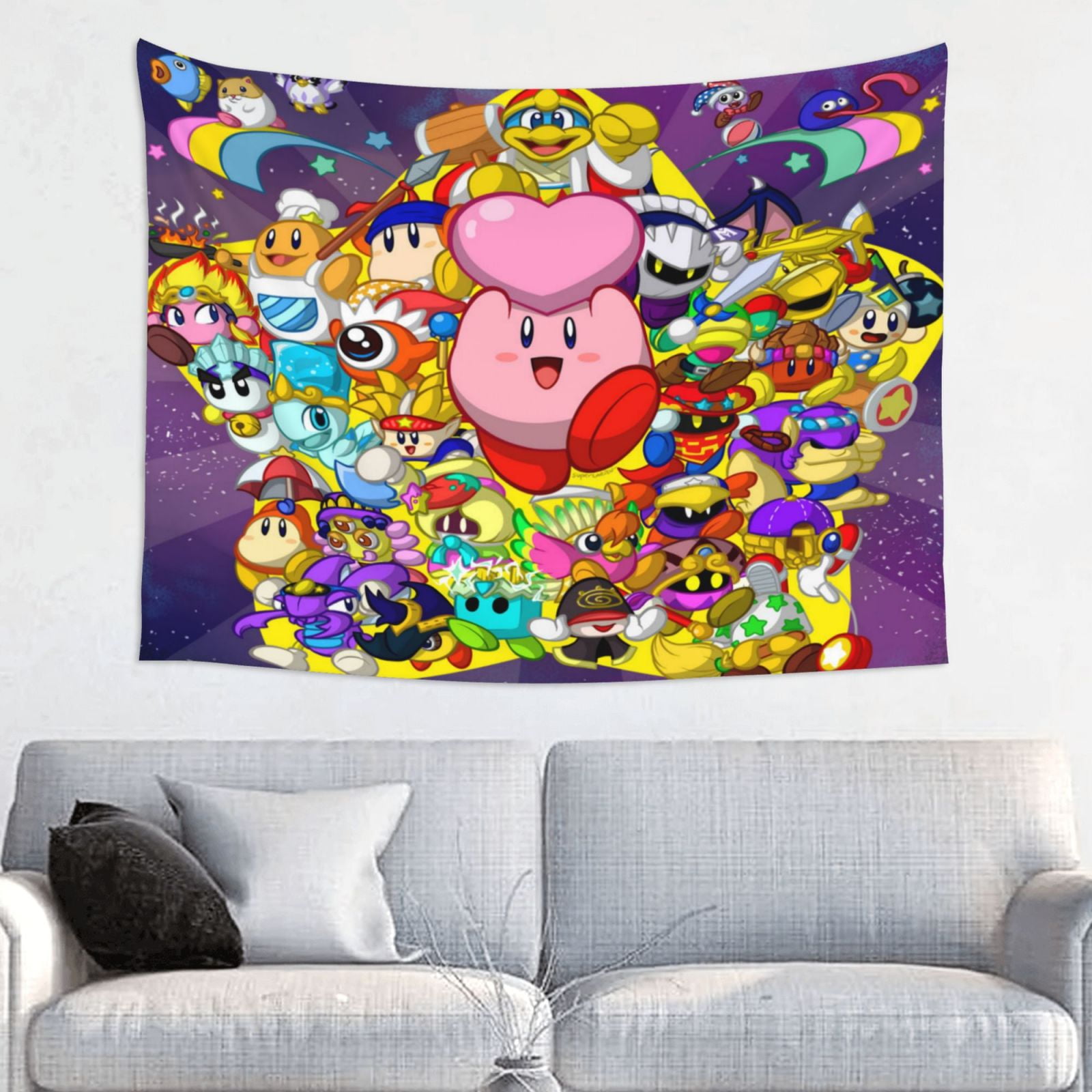 Kirby Wall Tapestry Cartoon Poster for Bedroom Aesthetics Funny Decor ...