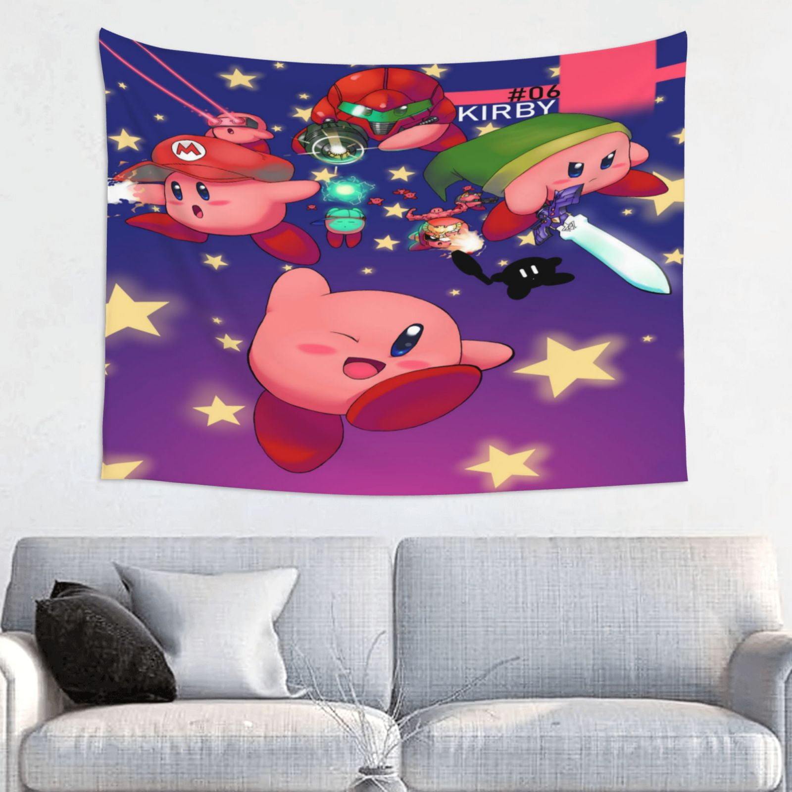 Kirby Wall Tapestry Cartoon Poster for Bedroom Aesthetics Funny Decor ...