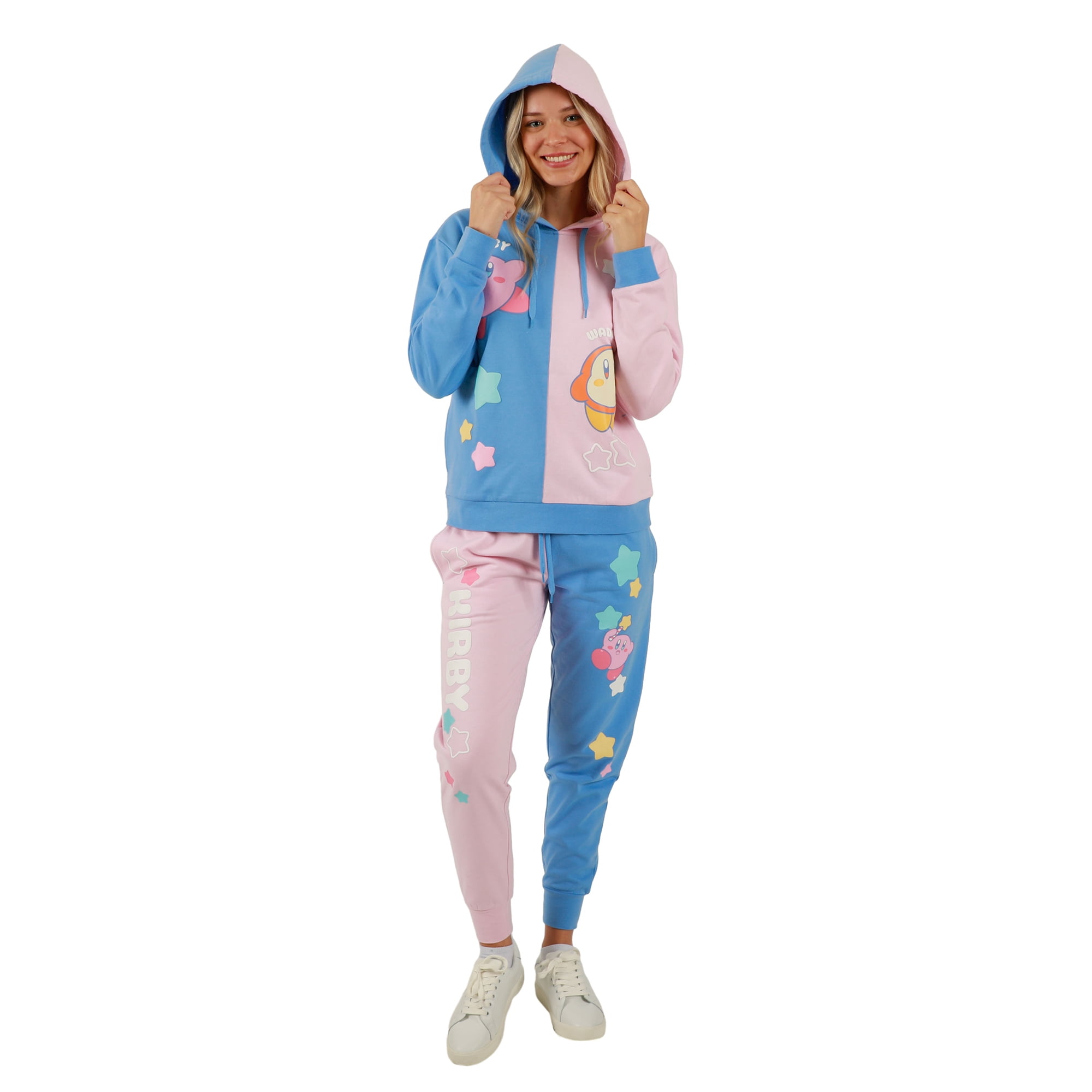 Kirby and Waddle Dee Pink and Blue Color Block Hoodie and Jogger Combo L Walmart
