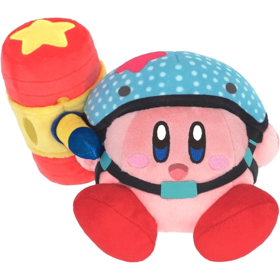 Kirby's Adventure Kirby Plush (Helmet & Toy Hammer)